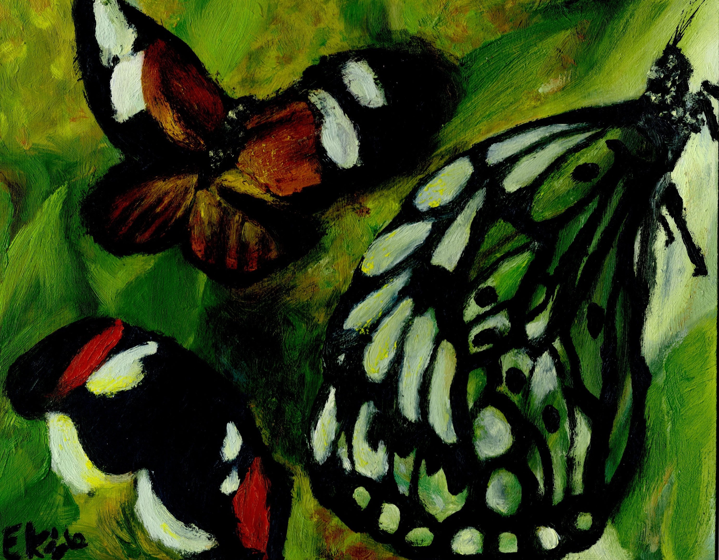 Butterflies oil painting
